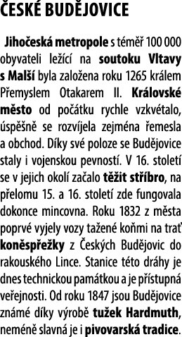  ESK BUD JOVICE Jiho esk  metropole s t m   100 000 obyvateli le  c  na soutoku Vltavy s Mal   byla zalo ena roku 12...