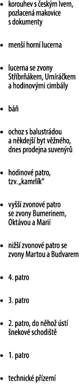 • korouhev s esk m lvem, pozlacen  makovice s dokumenty • men   horn  lucerna • lucerna se zvony St  br  kem, Um r  ...