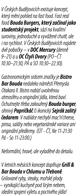 V esk ch Bud jovic ch existuje koncept, kter  m n  pohled na fast food. Fast real food Bouda Burgers, kter  za  nal ...