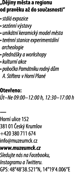 „D jiny m sta a regionu od prav ku a do sou asnosti“ • st l  expozice • sez nn  v stavy • unik tn  keramick  model m...