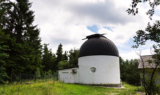 Klet astronomical observatory in forest on Mount Klet, Czech Republic
