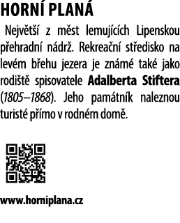 HORN PLAN  Nejv t   z m st lemuj c ch Lipenskou p ehradn  n dr . Rekrea n  st edisko na lev m b ehu jezera je zn m  ...