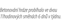 Betonov n hr ze prob halo ve dvou 11hodinov ch sm n ch 6 dn  v t dnu.