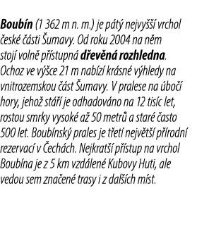 Boub n (1 362 m n. m.) je p t nejvy    vrchol  esk    sti  umavy. Od roku 2004 na n m stoj  voln  p  stupn  d ev n  ...