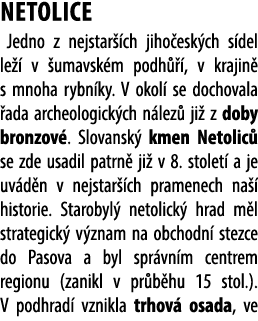 Netolice Jedno z nejstar ch jiho esk ch s del le   v  umavsk m podh   , v krajin  s mnoha rybn ky. V okol  se dochov...