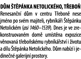 D m t p nka Netolick ho, T ebo  Renesan n  d m v centru T ebon  nese jm no po sv m majiteli, rybn k  i  t p nku Neto...