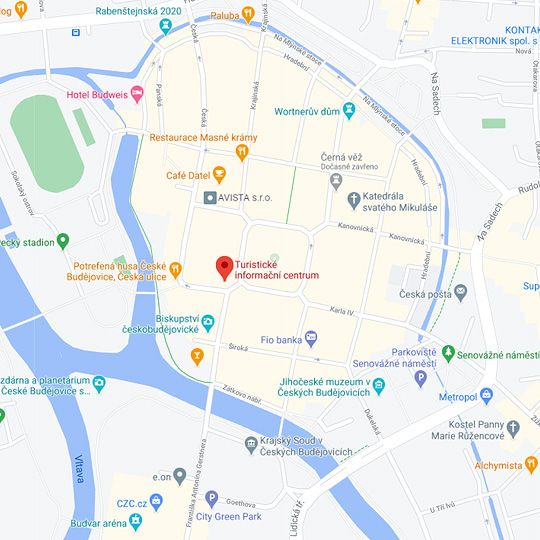 Turistické informační centrum Č. Budějovice, zdroj: Mapy Google